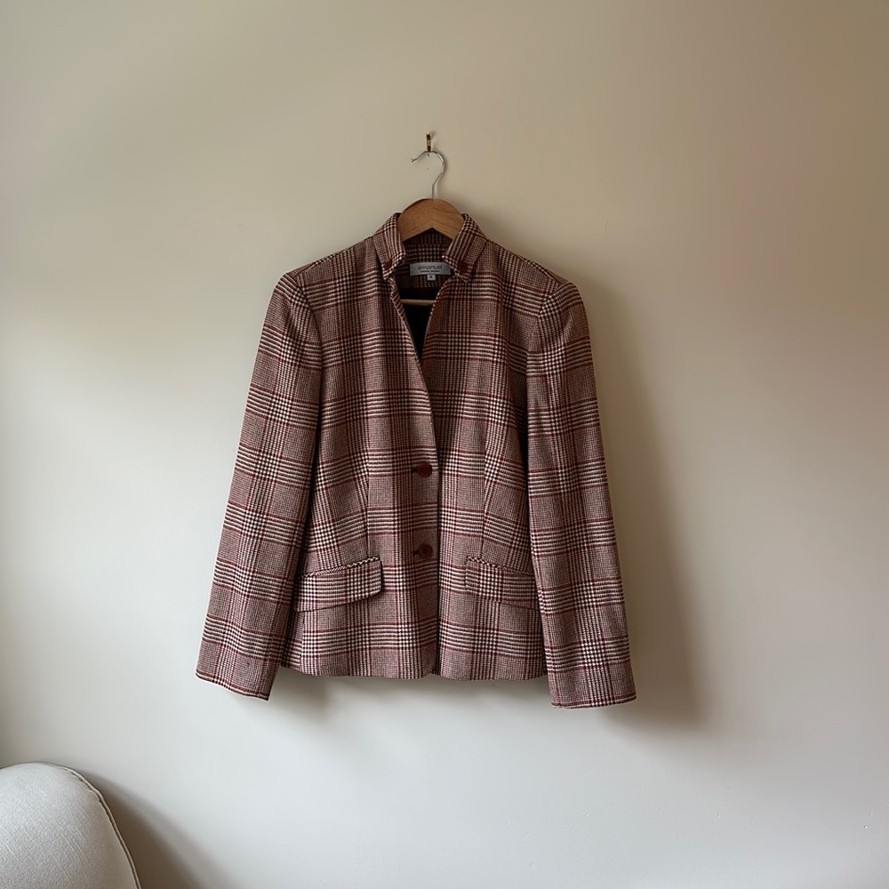 Emanuel Ungaro Plaid Wool Cashmere Coat, Size 6